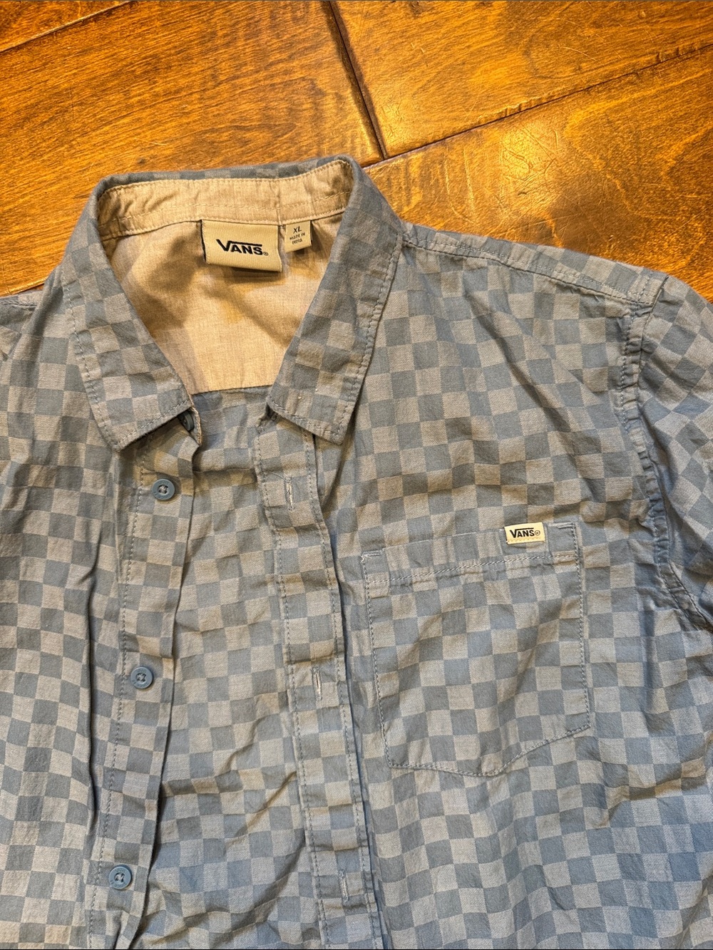 Vans Light Blue Checkerboard Button-Down Shirt